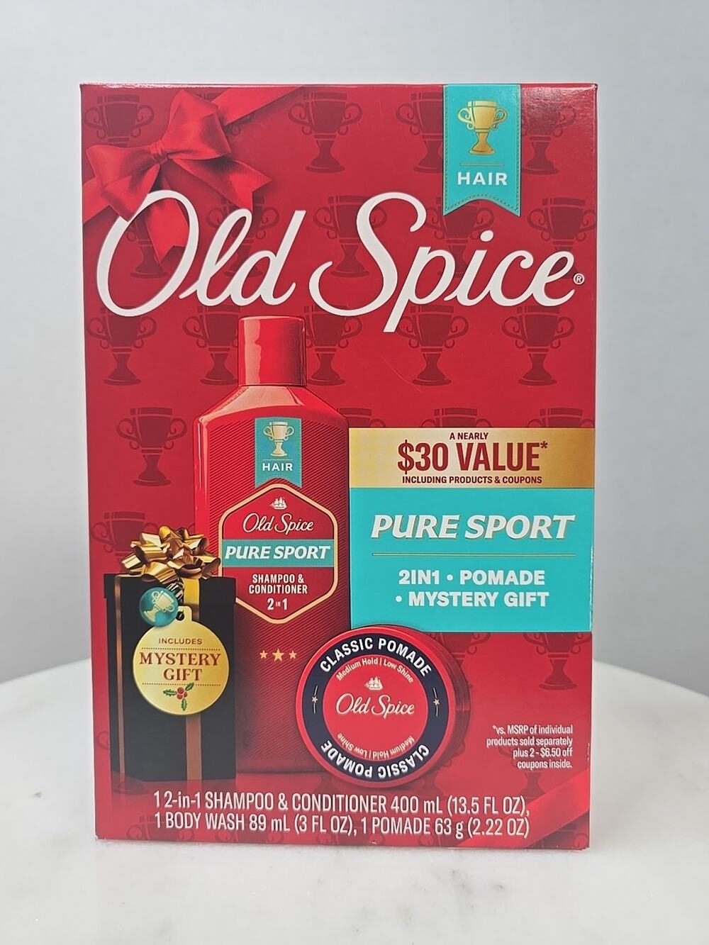 Old Spice Holiday Pack Pure Sport 2in1 Shampoo and Conditioner, Pomade